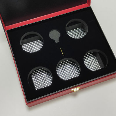 PUレザー製の高品質キャビアギフトボックス、金箔ロゴ入り、30gおよび125g缶用防水
