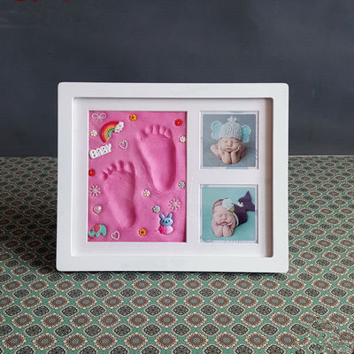 装飾品 記念品 写真枠 28X23CM 手と足の印の枠キット