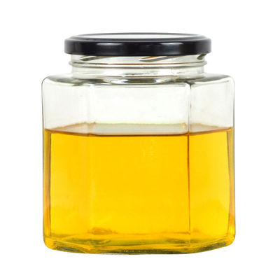 六角透明ガラス 貯蔵瓶 100ml メタル蓋付き 500ml ハニークリーム用