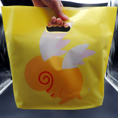 ロゴ ピンテッド プラスチック袋 ハンドル付き 切断式 ショッピング用 プラスチック袋