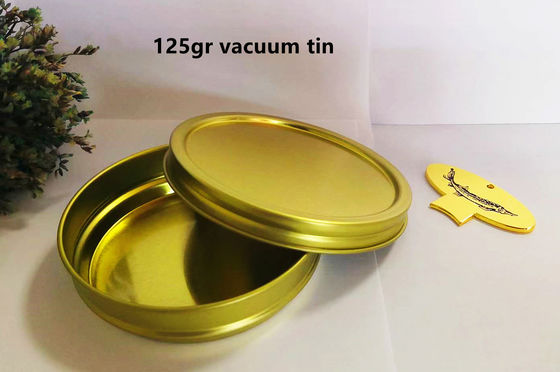 125g 丸い真空空のカビヤール缶 0.28mm ステンプレート素材
